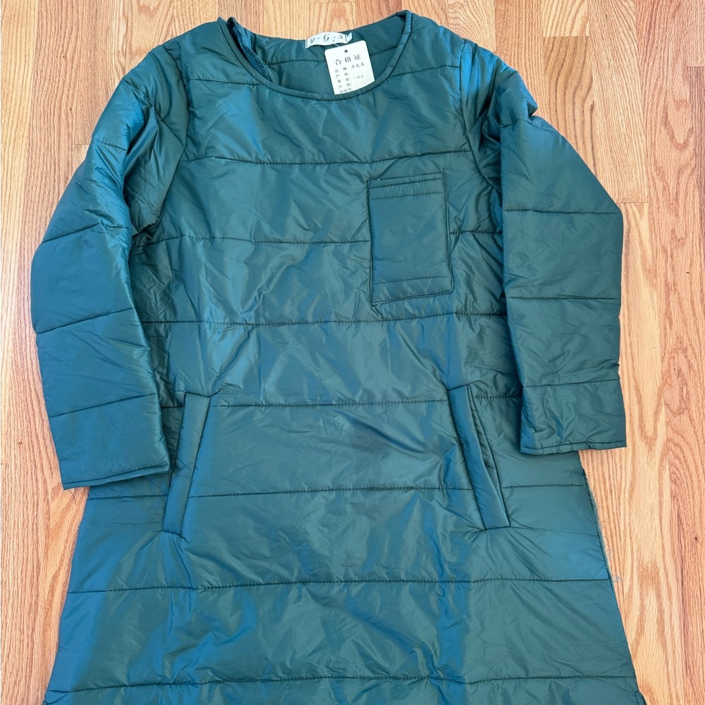 Women’s Outdoor Hiking Pullover Puffer - Forest Green-